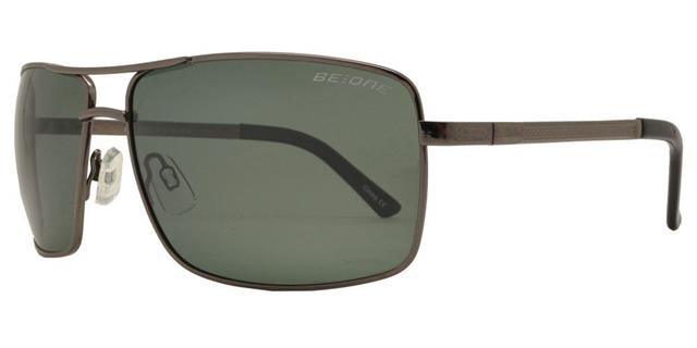 Men's Polarised Rectangle Pilot Fishing Sunglasses Driving Fishing UV400 Gunmetal Grey/Black/Green Lens BeOne b1pl-2848f