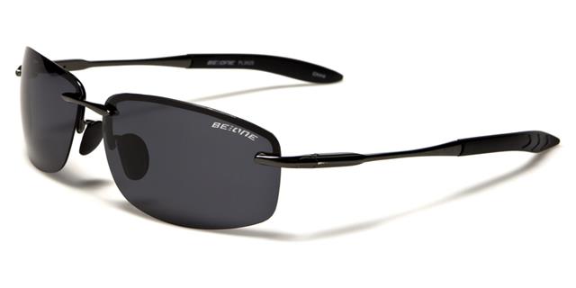 Mens Semi-Rimless Polarized Sports Sunglasses BeOne b1pl-3625a Gunmetal Black Smoke Lens