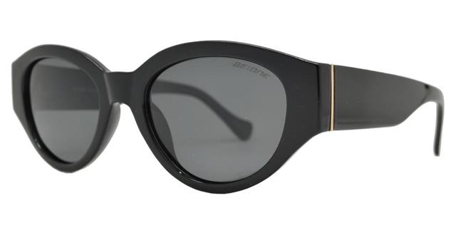 Polarised Women's BEONE Designer Oval Wrap Around Shades Sunglasses UV400 Black Gold Smoke Lens BeOne b1pl-3946a