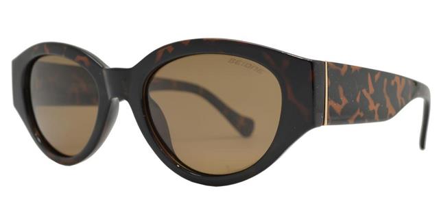 Polarised Women's BEONE Designer Oval Wrap Around Shades Sunglasses UV400 Tortoise Brown Gold Brown Lens BeOne b1pl-3946b