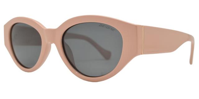 Polarised Women's BEONE Designer Oval Wrap Around Shades Sunglasses UV400 Beige Gold Smoke Lens BeOne b1pl-3946c