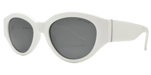 Polarised Women's BEONE Designer Oval Wrap Around Shades Sunglasses UV400 White Gold Smoke Lens BeOne b1pl-3946e
