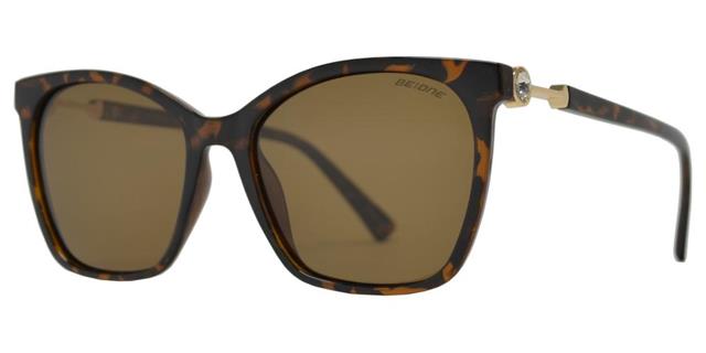 Polarized Cat Eye Diamante Sunglasses for Women Tortoise Brown/Gold/Brown Lens BeOne b1pl-3950b