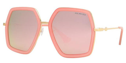 Hexagon Polarized Shield Sunglasses Oversized frame for Women Pink Gold Pink Mirror Lens Unbranded b1pl-8784a