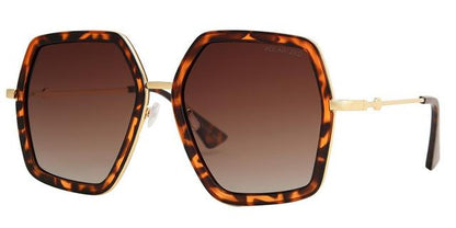 Hexagon Polarized Shield Sunglasses Oversized frame for Women Tortoise Brown Gold Brown Gradient Lens Unbranded b1pl-8784f