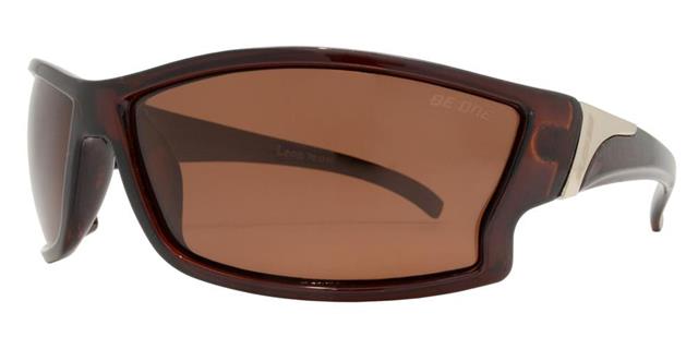 Small Black Polarized Wrap Sunglasses for Men Brown Brown Lens BeOne b1pl-LEON-5
