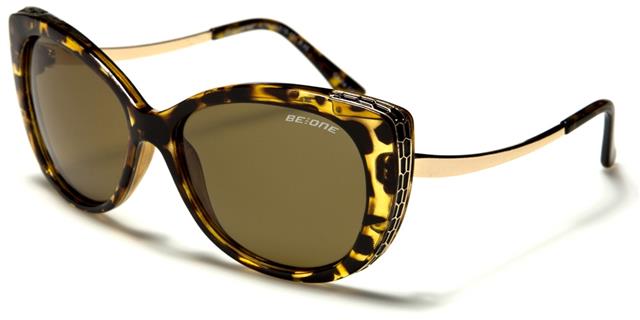 Polarised Elegant Cat Eye Womens Sunglasses Brown Tortoise/Gold/Brown Lens BeOne b1pl-altaf