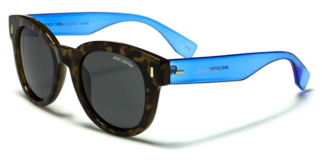 Polarised Retro Classic Sunglasses for Women Tortoise Brown Blue Smoke Lens BeOne b1pl-angiee