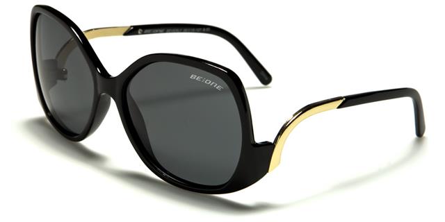 Designer Big Retro Butterfly Sunglasses for women Black Gold Smoke Lens BeOne b1pl-beverlya