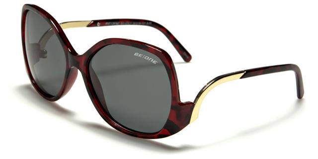 Designer Big Retro Butterfly Sunglasses for women Red Pattern Gold Smoke Lens BeOne b1pl-beverlyb