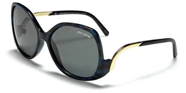 Designer Big Retro Butterfly Sunglasses for women Blue Pattern Gold Smoke Lens BeOne b1pl-beverlyc