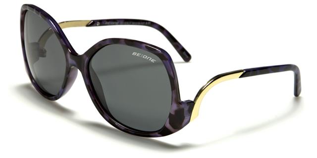 Designer Big Retro Butterfly Sunglasses for women Purple Pattern Gold Smoke Lens BeOne b1pl-beverlyd