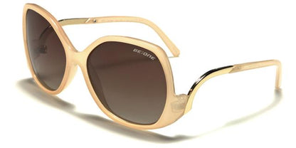 Designer Big Retro Butterfly Sunglasses for women Beige Gold Brown Lens BeOne b1pl-beverlye