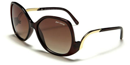 Designer Big Retro Butterfly Sunglasses for women Brown Gold Brown Lens BeOne b1pl-beverlyf