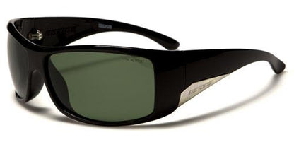 Designer Large Wrap Polarized Sunglasses for Mens Ladies women Gloss Black/Gold/Green Smoke Lens BeOne b1pl-charliec