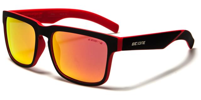 Designer Classic Polarized Sunglasses for men and Women Gloss Black & Red Red & Orange Mirror Lens BeOne b1pl-chrisg_8cdacb72-8e6d-42a3-885b-612035d48578