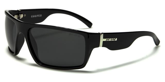 Polarised Driving Mirrored Sunglasses Unisex Gloss Black Black Lens BeOne b1pl-coopera