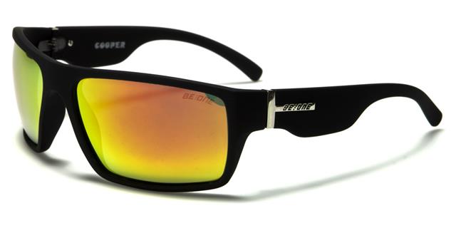 Polarised Driving Mirrored Sunglasses Unisex Matt Black/Orange Mirror Lens BeOne b1pl-coopere