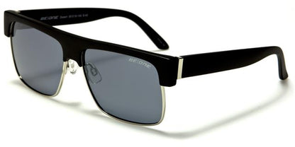 Polarised Flat Top Half Rim Classic Sunglasses Black/Silver/Smoke Lens BeOne b1pl-desertb