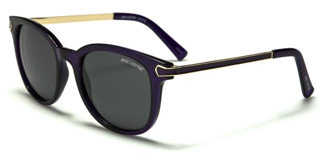 Women's Polarised Round Cat Eye Sunglasses Great for Driving Purple/Gold/Smoked Lens BeOne b1pl-divinec_935869b1-d8bf-4aac-a745-1b762719833b