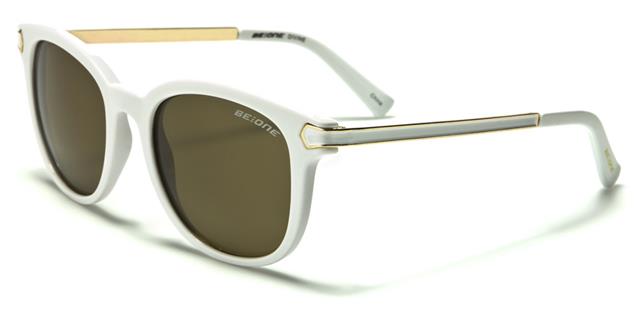 Women's Polarised Round Cat Eye Sunglasses Great for Driving White/Gold/Brown Lens BeOne b1pl-divinef_32fc4455-9271-4301-a4a1-e381234a7aac
