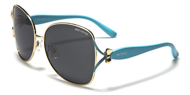 Women's Polarised Big Butterfly Sunglasses Great for Driving Blue Gold Smoke Lens BeOne b1pl-ellieb