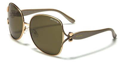 Women's Polarised Big Butterfly Sunglasses Great for Driving Beige Gold Brown Lens BeOne b1pl-elliee