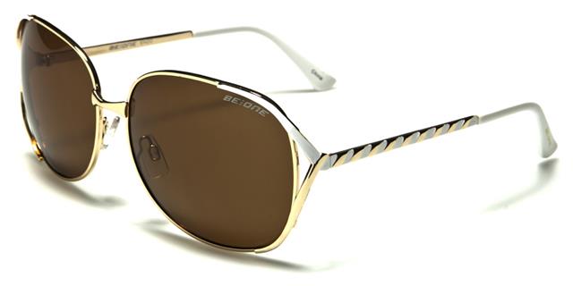 Designer Big Hybrid Butterfly Sunglasses for women Gold White Brown Lens BeOne b1pl-enzoe