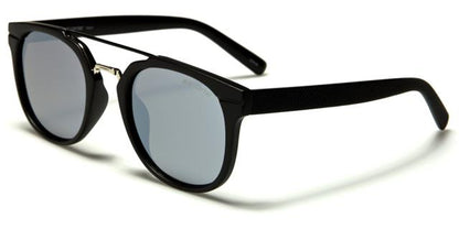 Luxury Round Polarized Mirror Sunglasses for men and women Black/Silver Smoke Mirror Lens BeOne b1pl-hartc