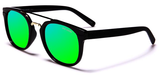Luxury Round Polarized Mirror Sunglasses for men and women Black Green Mirror Lens BeOne b1pl-harth