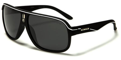 Designer BeOne Polarized Retro Pilot Sunglasses for Men Black/White Stripe/Smoke Lens BeOne b1pl-josha