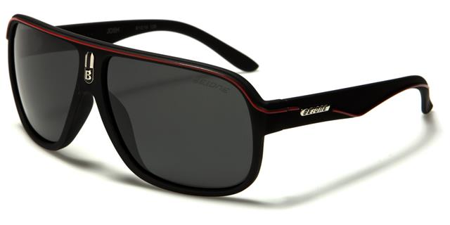 Designer BeOne Polarized Retro Pilot Sunglasses for Men Black/Red Stripe/Smoke Lens BeOne b1pl-joshb