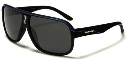 Designer BeOne Polarized Retro Pilot Sunglasses for Men Black/Blue Stripe/Smoke Lens BeOne b1pl-joshc