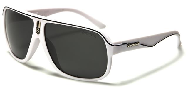 Designer BeOne Polarized Retro Pilot Sunglasses for Men BeOne b1pl-joshd White Black Stripe Smoke Lens