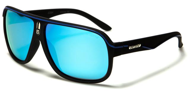 Designer BeOne Polarized Retro Pilot Sunglasses for Men Black/Blue Stripe/Blue Mirror Lens BeOne b1pl-joshh