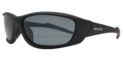 Polarized Men's Sport wrap around Sunglasses Running fishing Driving UV400 Matt Black/Smoke Lens BeOne b1pl-leoc