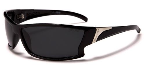 Small Black Polarized Wrap Sunglasses for Men Gloss Black Smoke Lens BeOne b1pl-leona