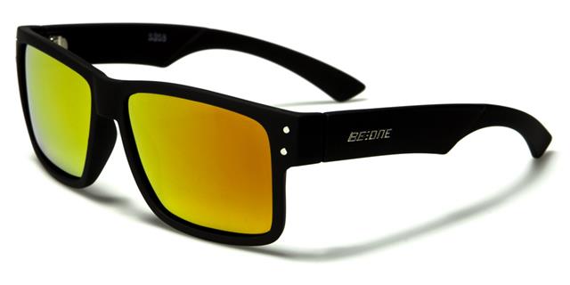 Men's Designer Inspired Polarized Big Classic Sunglasses BeOne b1pl-lyled Matt Black Orange Mirror Lens