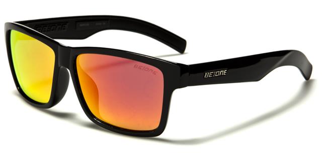 Polarised Fishing Sunglasses for Men Gloss Black Red & Orange Mirror Lens BeOne b1pl-marcusd