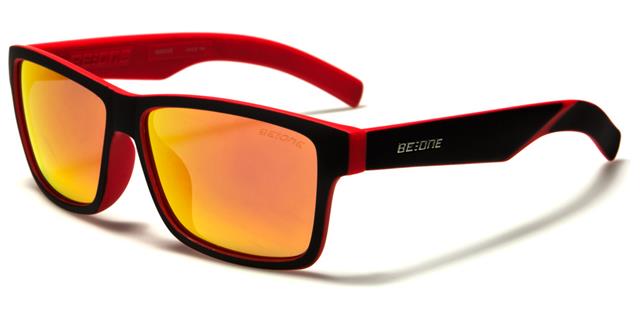 Polarised Fishing Sunglasses for Men Matt Black & Red Red & Orange Mirror Lens BeOne b1pl-marcuse