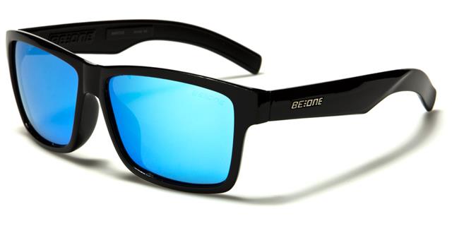 Polarised Fishing Sunglasses for Men BeOne b1pl-marcusg Gloss Black Blue Mirror Lens