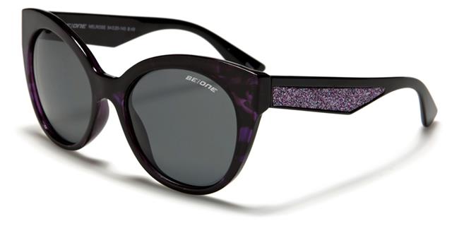 Polarised Womens Retro Vintage Cat Eye Sunglasses Polarized Lens Purple/Purple Glitter Arm/Smoke Lens BeOne b1pl-melroseb