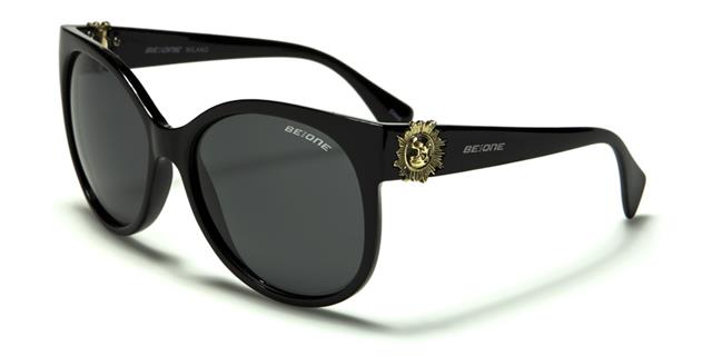 Women's Polarised Cat Eye Sunglasses Great for Driving Black/Gold/Smoke Lens BeOne b1pl-milanoa