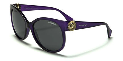 Women's Polarised Cat Eye Sunglasses Great for Driving Purple/Gold/Smoke Lens BeOne b1pl-milanoc