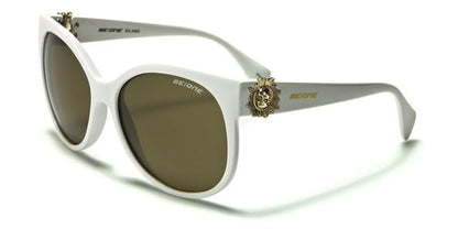 Women's Polarised Cat Eye Sunglasses Great for Driving White/Gold/Brown Lens BeOne b1pl-milanof