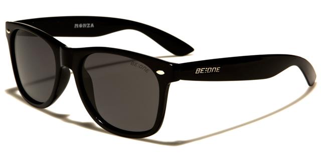 Unisex Classic Polarised Sunglasses Designer Retro Frame with Mirror Lens BeOne b1pl-monzaa_1fbf8c7d-62c1-4892-acd5-94530b73848c Gloss Black Smoke Lens