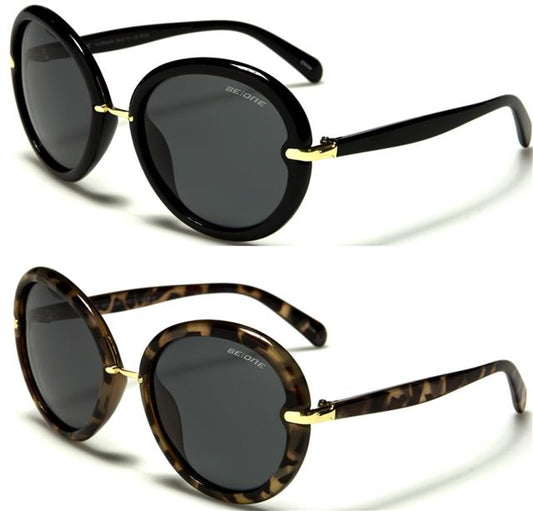 Large Ladies Retro Designer Round Polarized Sunglasses for Women BeOne b1pl-morgan