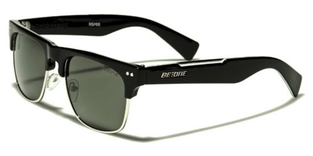 Men's Designer Classic Sunglasses with Polarized Lens BLACK SILVER GREEN SMOKE LENS BeOne b1pl-neronb