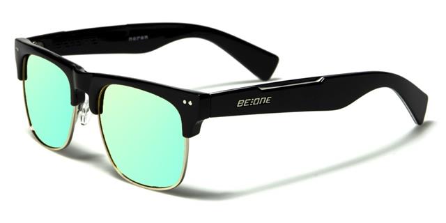 Men's Designer Classic Sunglasses with Polarized Lens BeOne b1pl-neronj BLACK SILVER BLUE MIRROR LENS