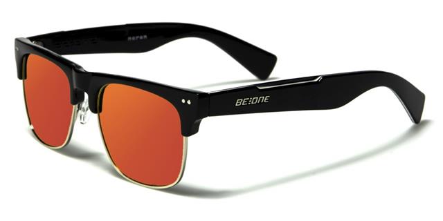 Men's Designer Classic Sunglasses with Polarized Lens BLACK & ORANGE MIRROR LENS BeOne b1pl-neronn
